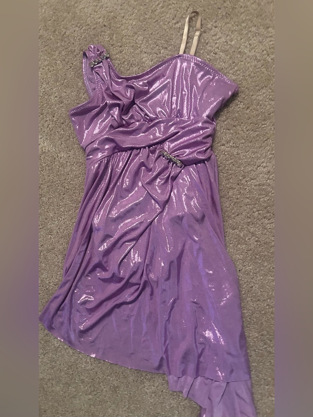 Curtain Call One-Shoulder Shimmer Lavender Dance Dress